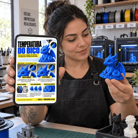 Fichas visuais de configuração de impressora 3D em uso 4