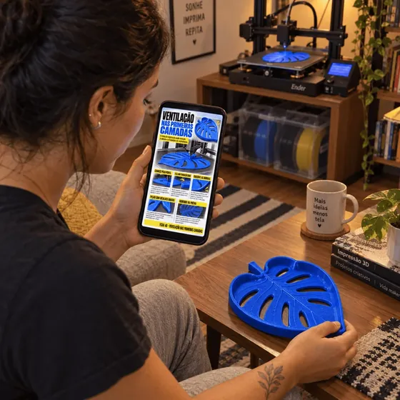 Fichas visuais de configuração de impressora 3D em uso 6