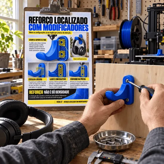 Fichas visuais de configuração de impressora 3D em uso 7